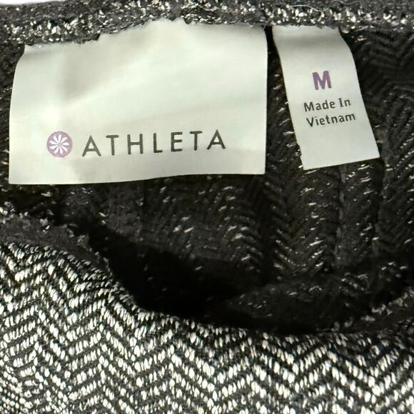 Athleta Black Gray Herringbone Metro Legging Skinny Stretch Pants size M Pockets - Picture 5 of 9